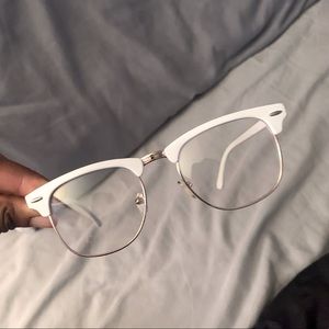 White/gold clear frame hipster sunglasses